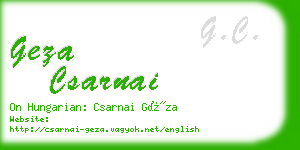geza csarnai business card